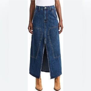 Moon River Front Slit Denim Midi Skirt - Size XS